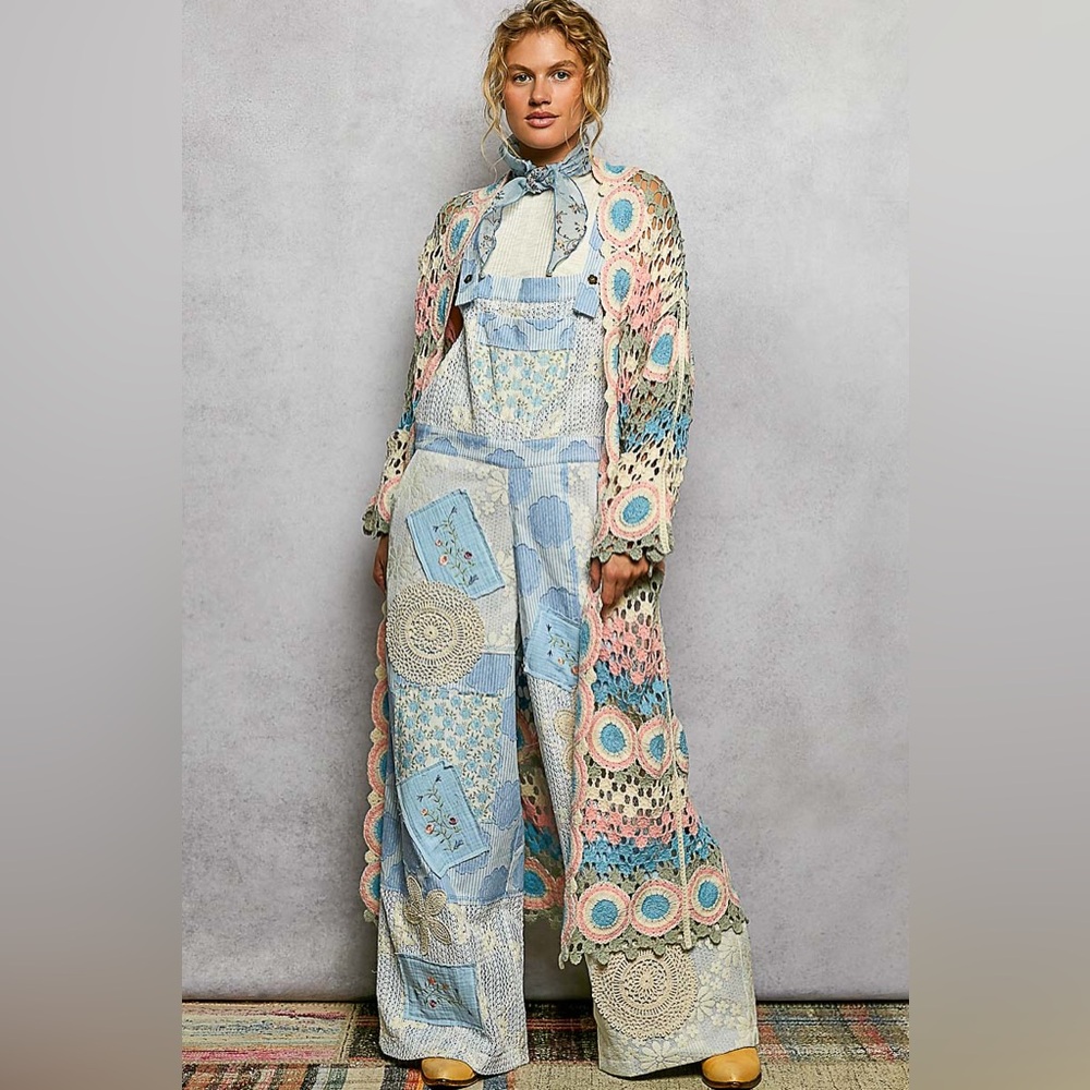 PT3 POL Pastel Blue and Pink Crochet Duster